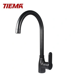 Water Saver Modern Brass Kitchen Faucets Black Single Lever Mixer