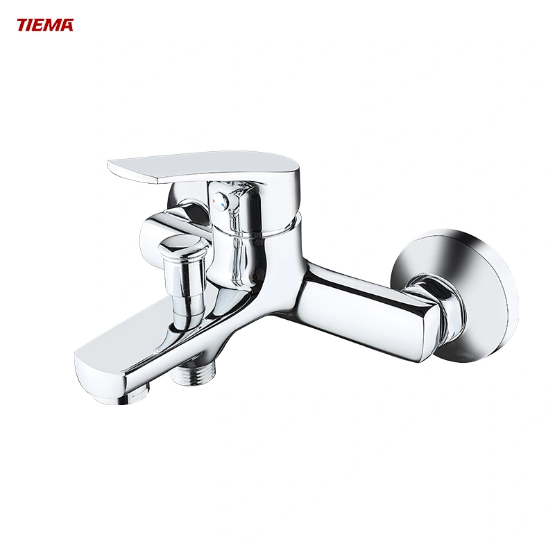 Bathroom Brass Wall Mounted Waterfall Bathtub Faucet with Diverter