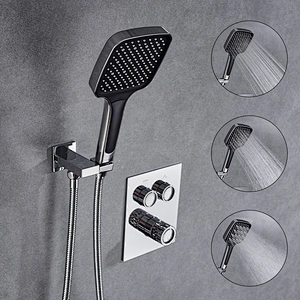 TIEMA Button Spool Bathroom Brass Exposed Head Shower Set