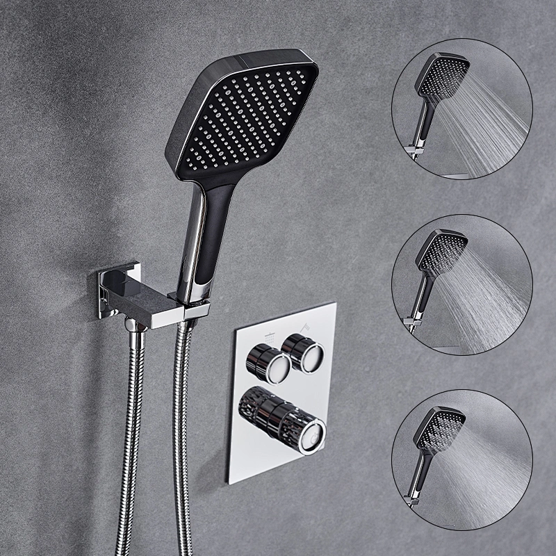 TIEMA Button Spool Bathroom Brass Exposed Head Shower Set