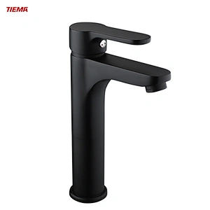 Wholesale Single Hole Bathroom Tap Mixer Plating Matte Black High Basin Faucets