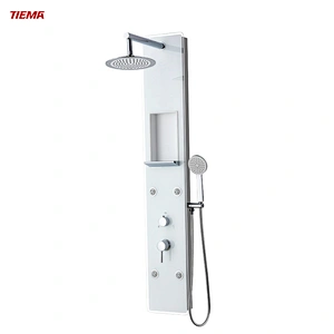 TIEMA Wall Mounted Brass Rain Shower Column with Hand Attachment