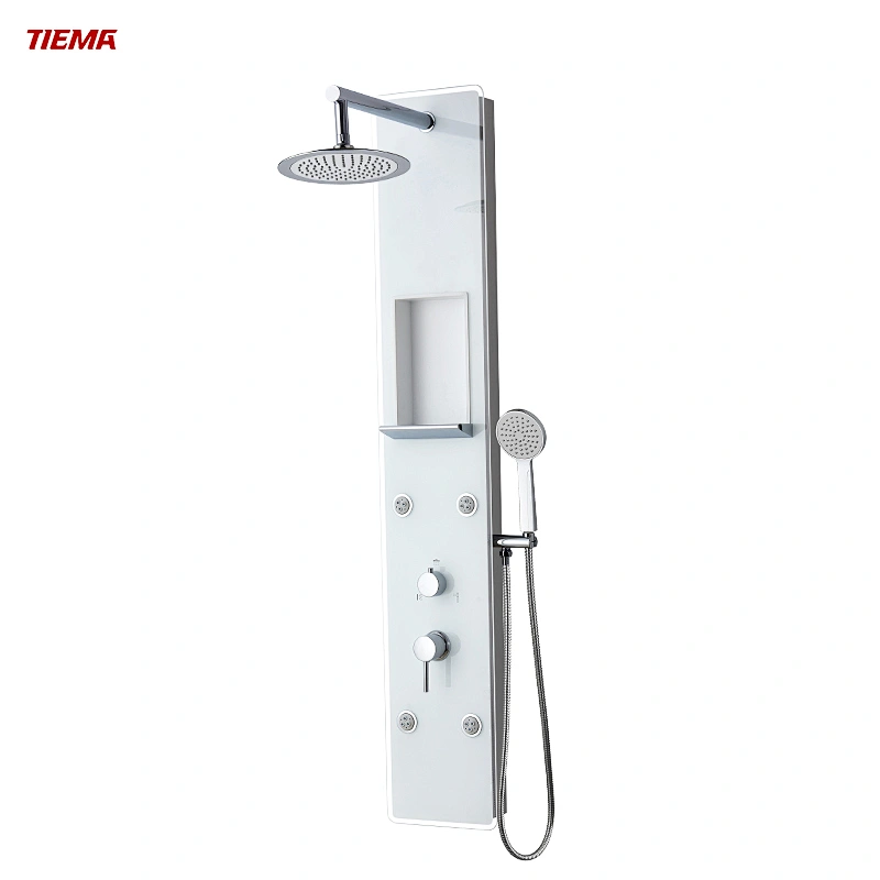 Colonne de douche à effet de pluie murale en laiton TIEMA avec fixation à main