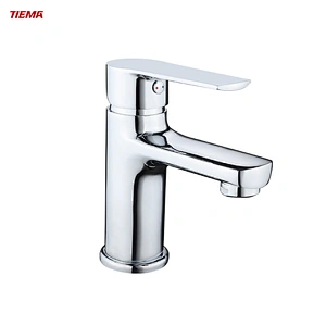 Torneira para pia tipo cascata TIEMA, torneira misturadora de latão cromada para banheiro com furo único