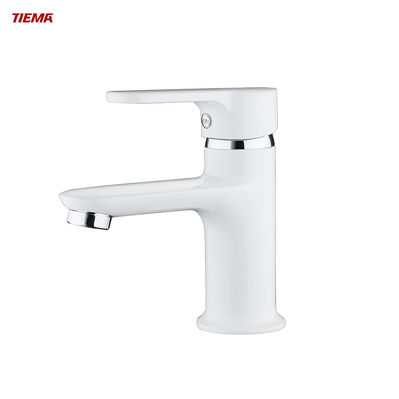 Grifo de lavabo de placa blanca de latón