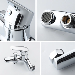 Bathroom Brass Wall Mounted Waterfall Bathtub Faucet with Diverter