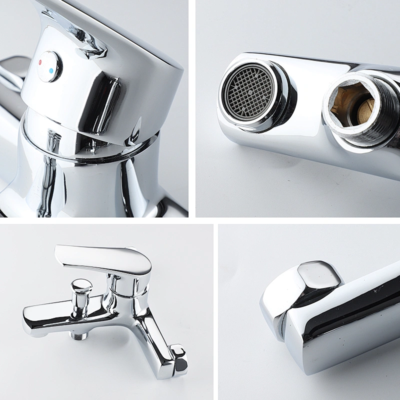 Bathroom Brass Wall Mounted Waterfall Bathtub Faucet with Diverter