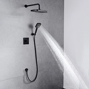 TIEMA 3 Way Waterfall Black Concealed Shower Set