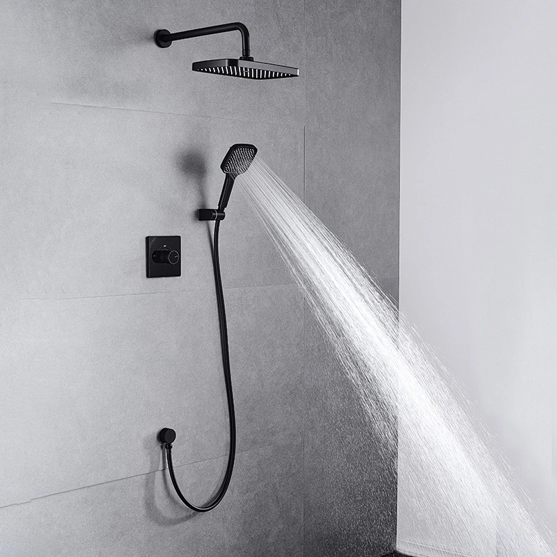 TIEMA 3 Way Waterfall Black Concealed Shower Set