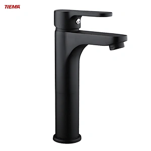 Wholesale Single Hole Bathroom Tap Mixer Plating Matte Black High Basin Faucets