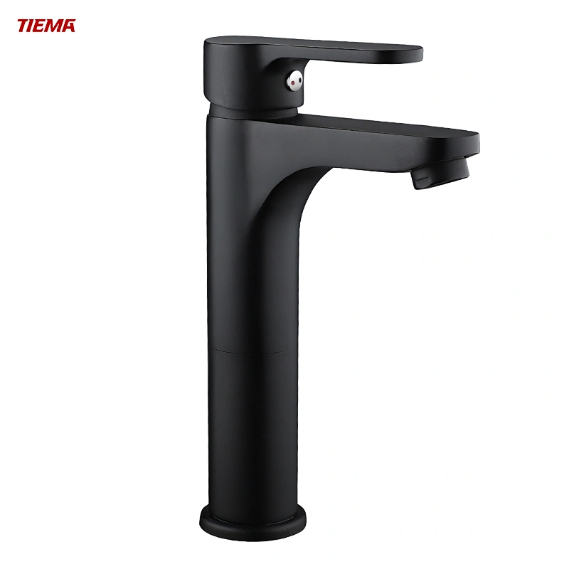 Wholesale Single Hole Bathroom Tap Mixer Plating Matte Black High Basin Faucets
