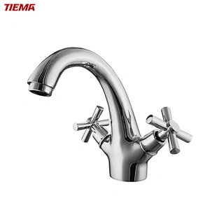Quality-assured Dual Handle Brass Deck Mount Bathroom Faucet