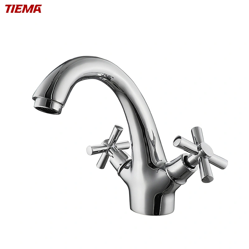 Quality-assured Dual Handle Brass Deck Mount Bathroom Faucet