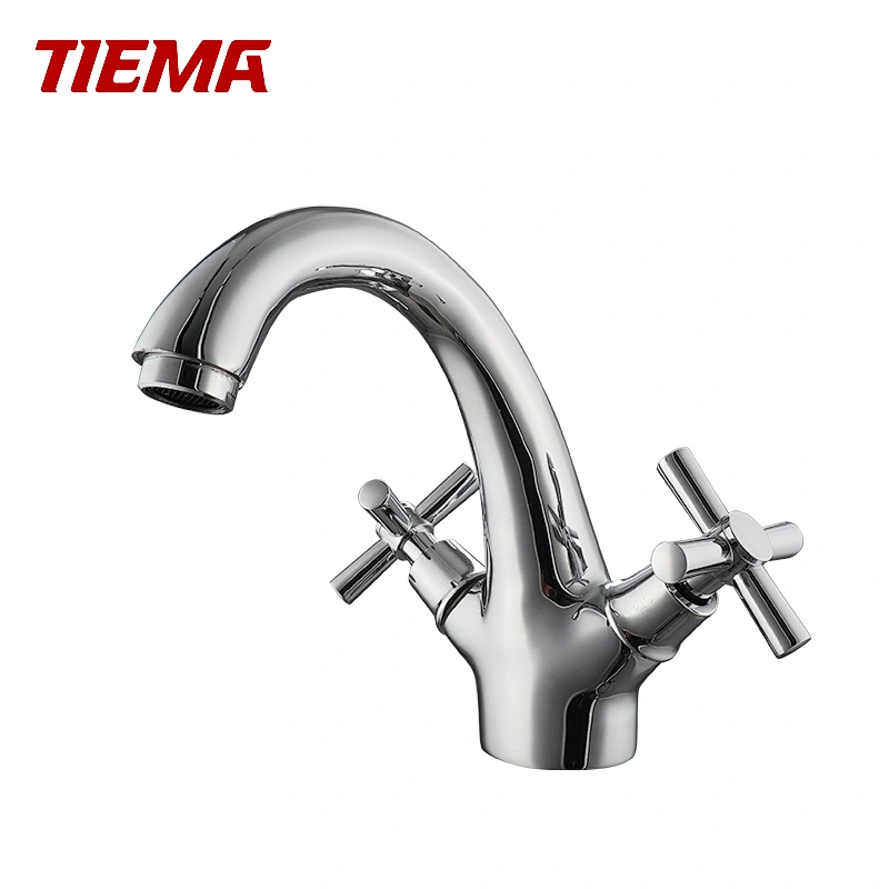 Quality-assured Dual Handle Brass Deck Mount Bathroom Faucet