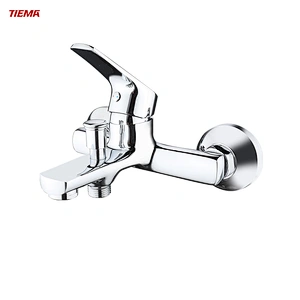 Bathroom Brass Wall Mounted Waterfall Bathtub Faucet with Diverter