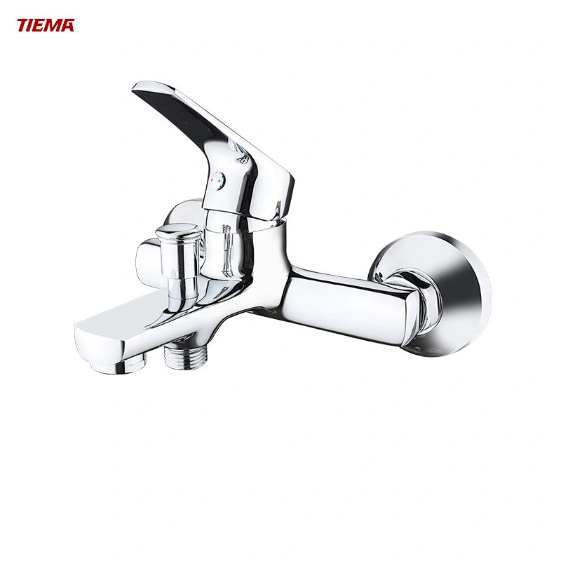 Bathroom Brass Wall Mounted Waterfall Bathtub Faucet with Diverter