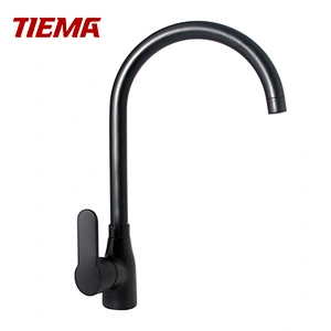 Water Saver Modern Brass Kitchen Faucets Black Single Lever Mixer