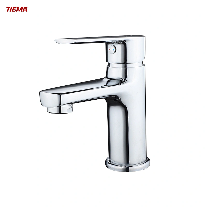 Torneira para pia tipo cascata TIEMA, torneira misturadora de latão cromada para banheiro com furo único