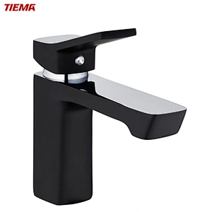Hot Cold Water Black Brass Basin Mixer