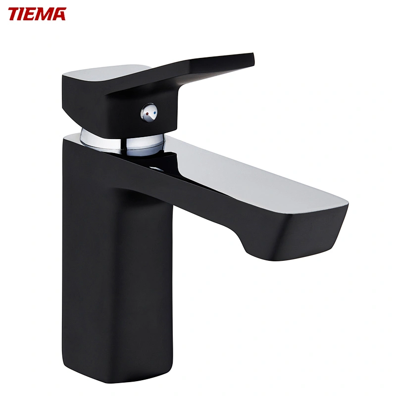 Hot Cold Water Black Brass Basin Mixer
