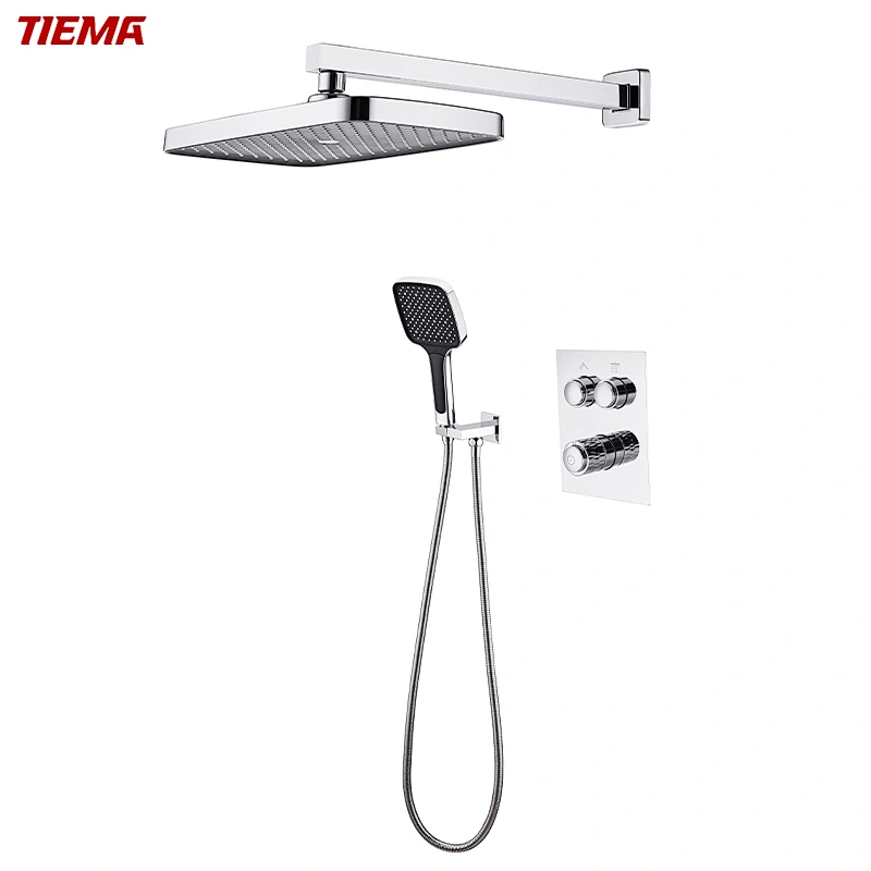 TIEMA Button Spool Bathroom Brass Exposed Head Shower Set