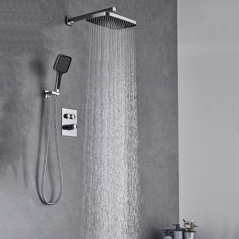 TIEMA Button Spool Bathroom Brass Exposed Head Shower Set