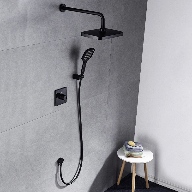 TIEMA 3 Way Waterfall Black Concealed Shower Set