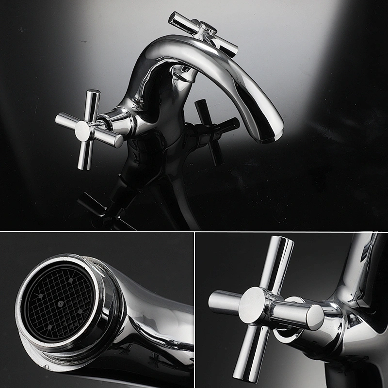 Quality-assured Dual Handle Brass Deck Mount Bathroom Faucet