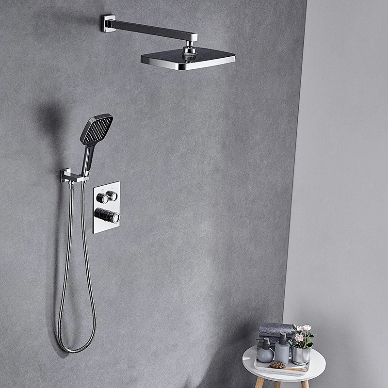 TIEMA Button Spool Bathroom Brass Exposed Head Shower Set