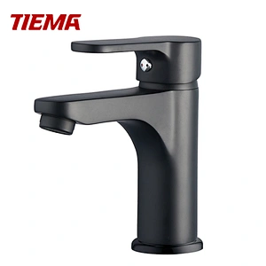 TIEMA Chrome Single Hole Black Bathroom Tap Sets