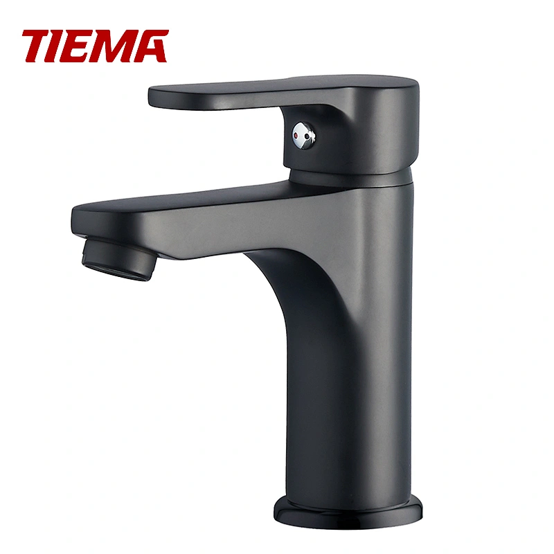TIEMA Chrome Single Hole Black Bathroom Tap Sets