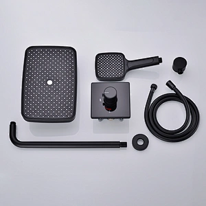 TIEMA 3 Way Waterfall Black Concealed Shower Set