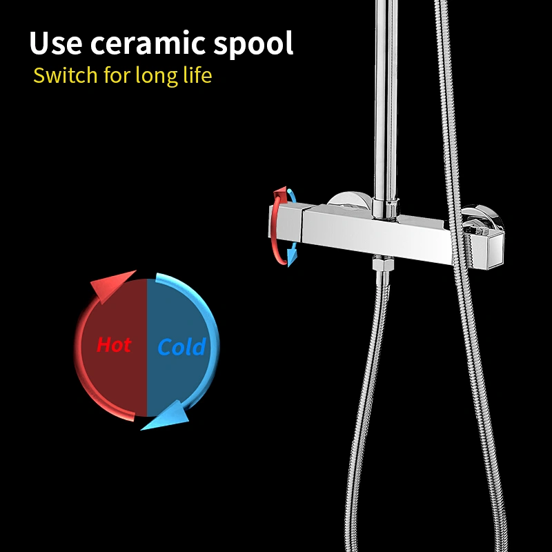 Modern Design Wall-mounted Thermostatic Rain Shower Set with Mixer