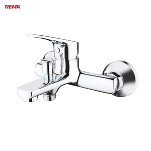 Bathroom Brass Wall Mounted Waterfall Bathtub Faucet with Diverter