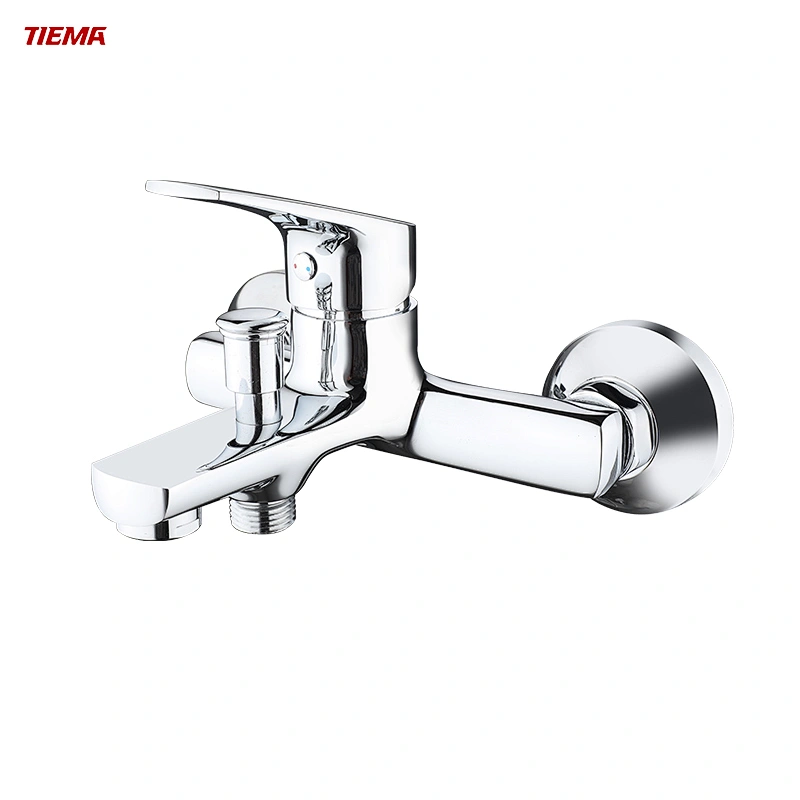Bathroom Brass Wall Mounted Waterfall Bathtub Faucet with Diverter