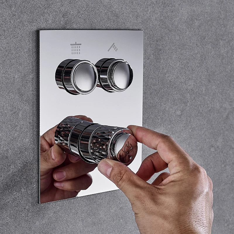 TIEMA Button Spool Bathroom Brass Exposed Head Shower Set
