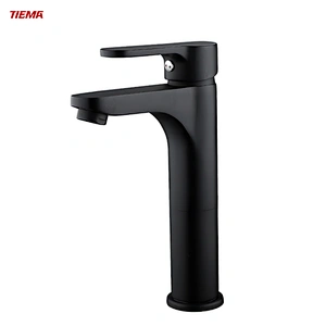 Wholesale Single Hole Bathroom Tap Mixer Plating Matte Black High Basin Faucets