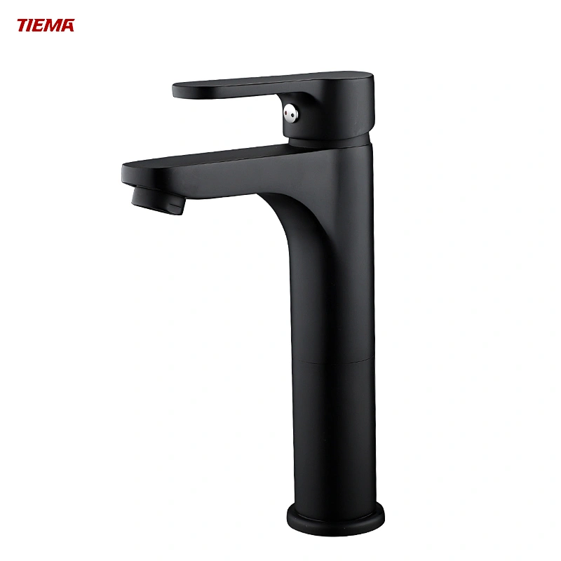 Wholesale Single Hole Bathroom Tap Mixer Plating Matte Black High Basin Faucets