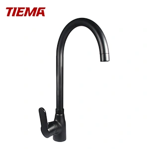 Water Saver Modern Brass Kitchen Faucets Black Single Lever Mixer