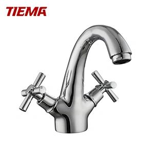 Quality-assured Dual Handle Brass Deck Mount Bathroom Faucet