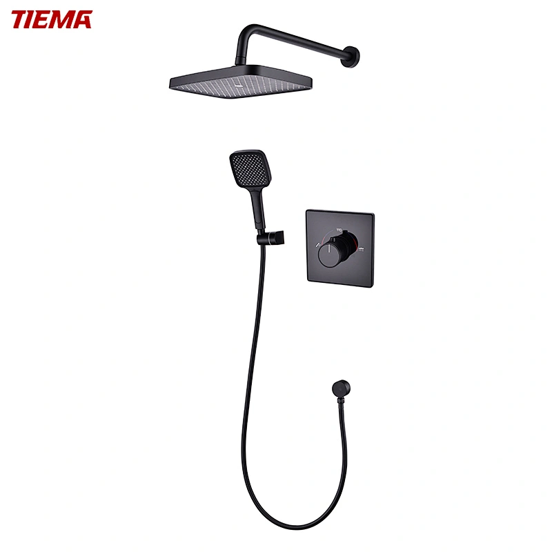 TIEMA 3 Way Waterfall Black Concealed Shower Set