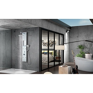 Colonne de douche à effet de pluie murale en laiton TIEMA avec fixation à main