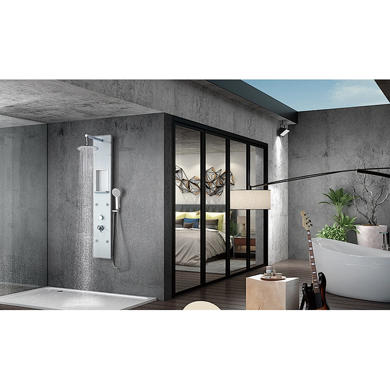 Colonne de douche à effet de pluie murale en laiton TIEMA avec fixation à main