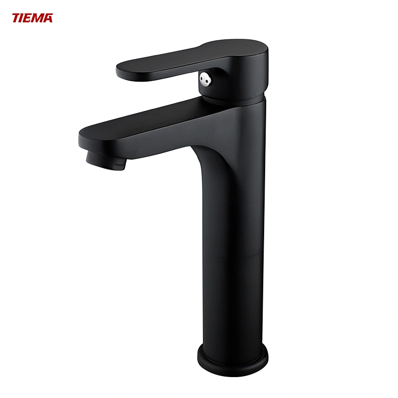 Wholesale Single Hole Bathroom Tap Mixer Plating Matte Black High Basin Faucets