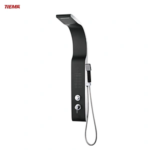 TIEMA Modern Waterproof Plastic Shower Panels in Black Body White Side