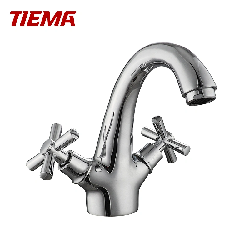Quality-assured Dual Handle Brass Deck Mount Bathroom Faucet