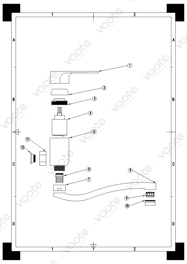 VT14602 kitchen faucet wall mounted brass material Vaote mixer sanitary ware flexible kitchen faucet structure