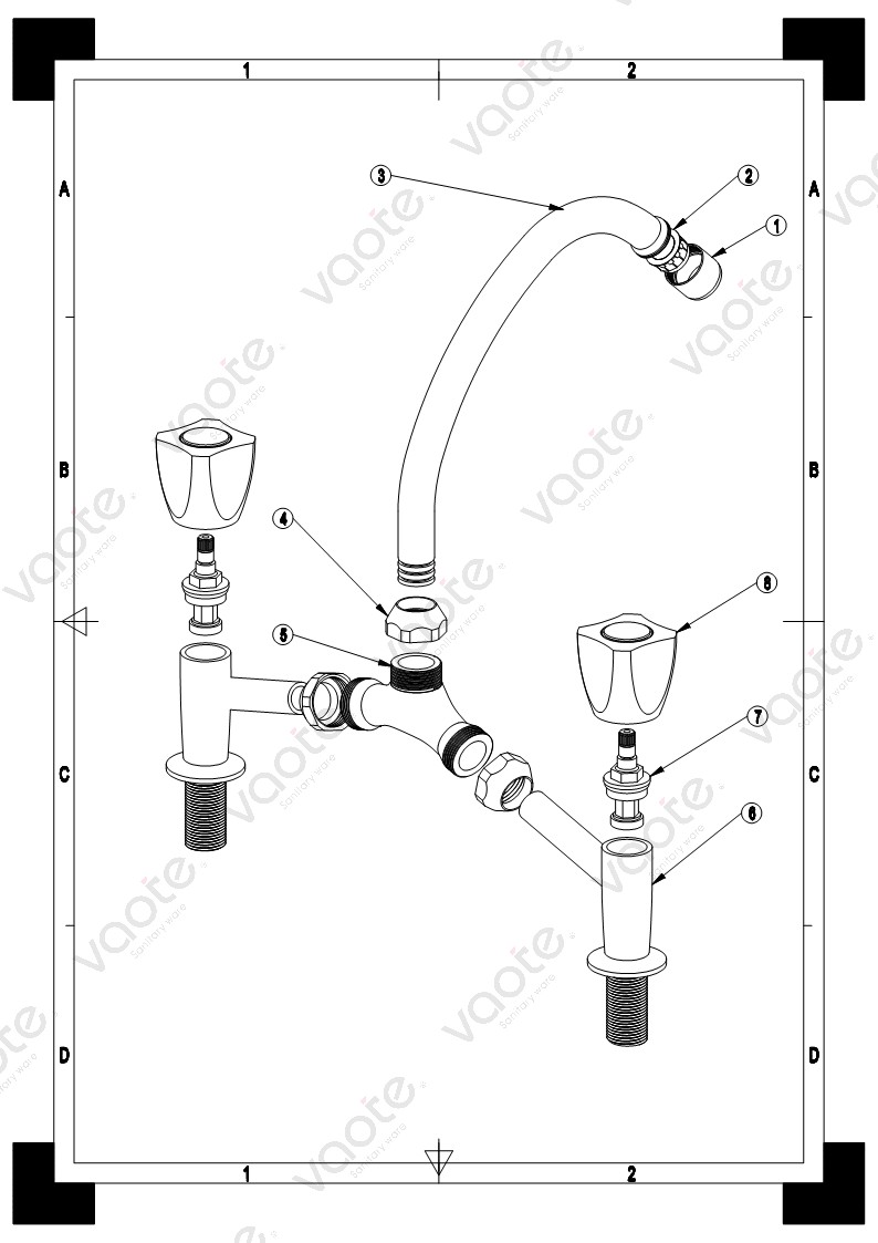 the structure of double handle faucet