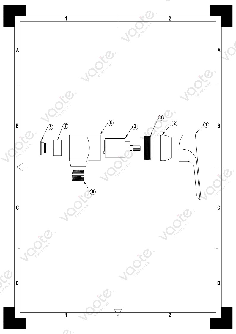 VT17307 single lever shower mixer bathroom sanitary ware faucet ceramic cartridge structure