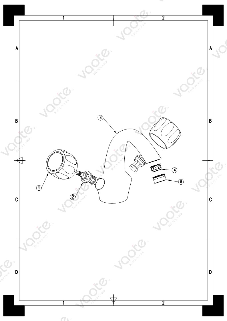 the structure of double handle basin mixer